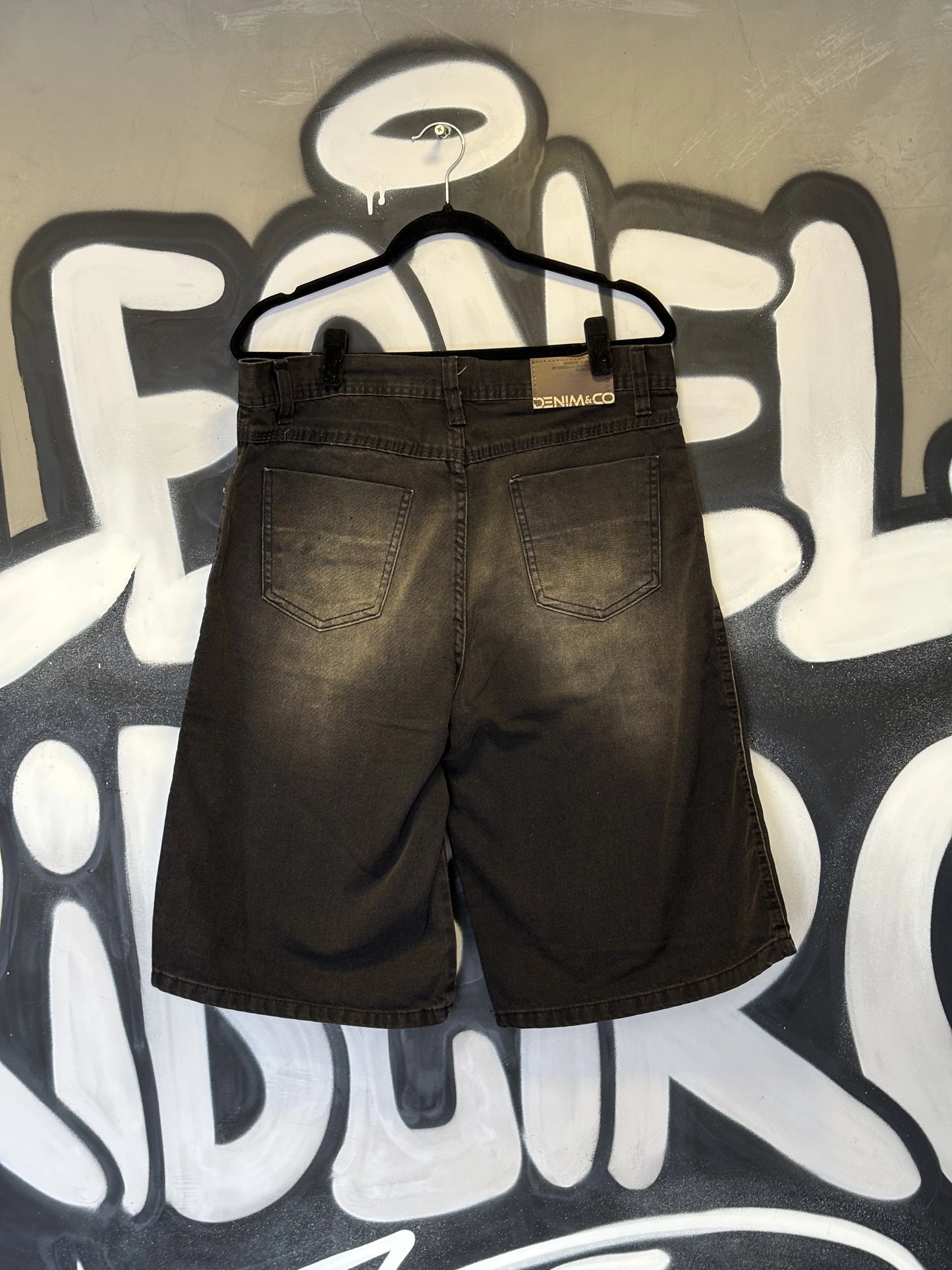 Bermuda Denim & Co. Baggy Preta Estonada